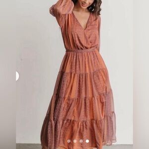 Tiered skirt boho maxi dress gauze flowy tie waist